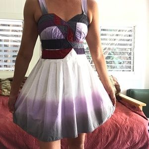 Anthro silence + noise dress white purple gray S
